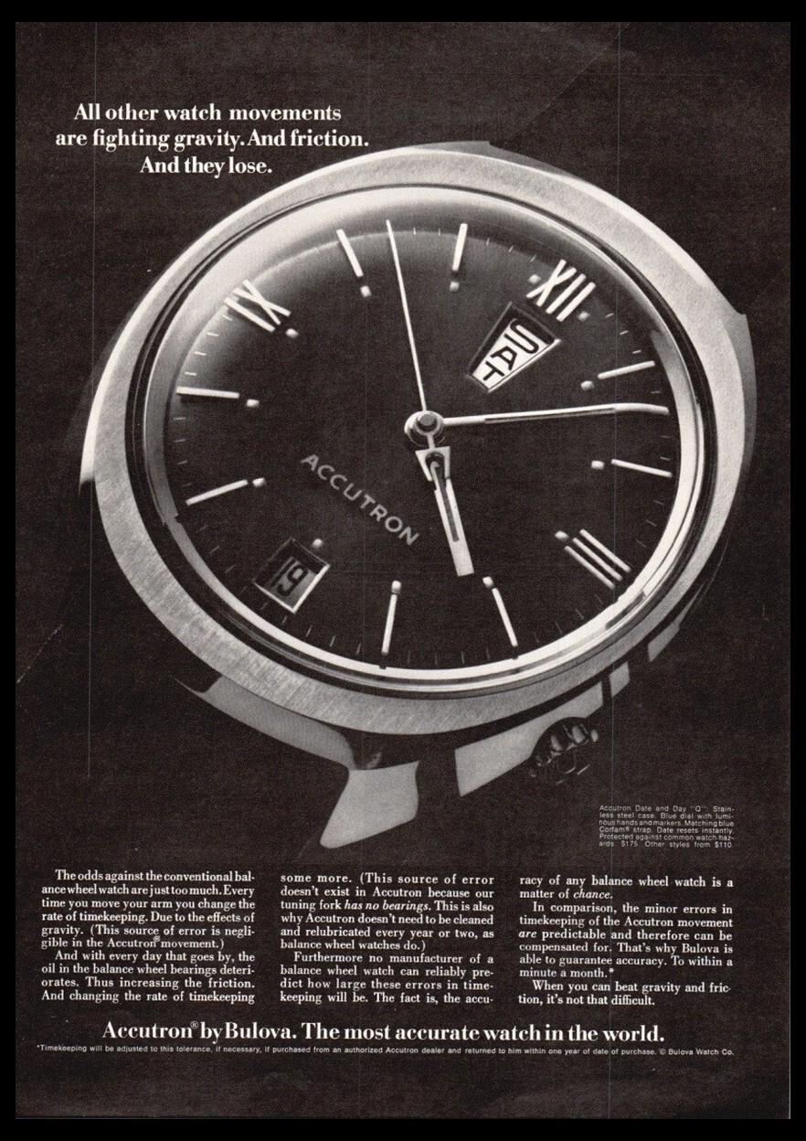 1970 Bulova Accutron Watch-print ad,photo,mini-poster VTG