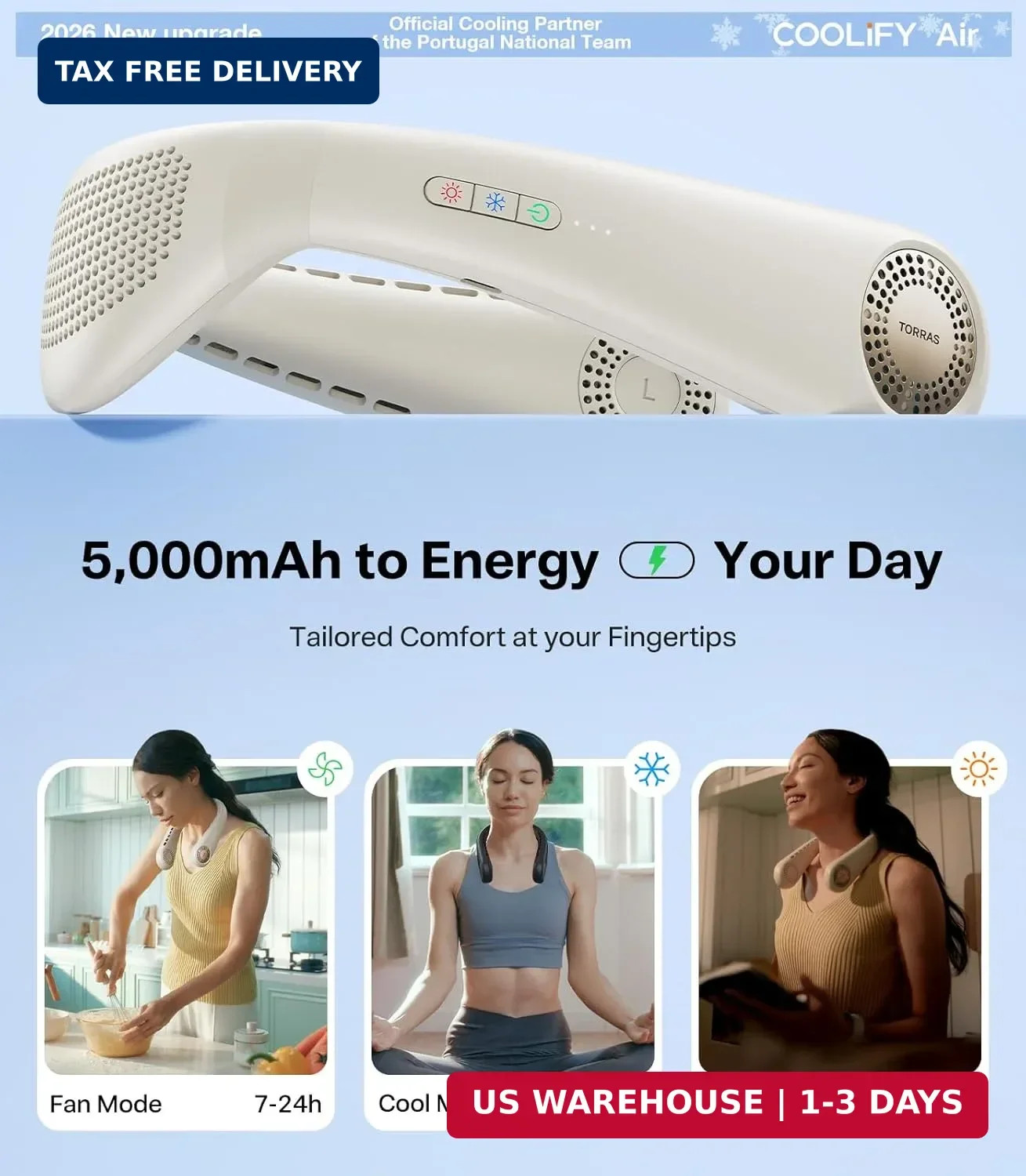 TORRAS COOLiFY Air 2026 Upgraded Neck Fan Air Conditioner, Dual-Airflow Pro Cool