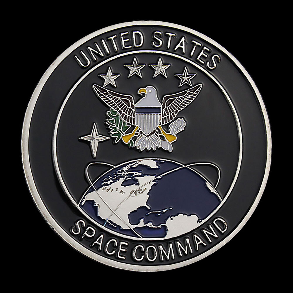 United States Space Force Logo Silver Plated Challenge USA Command Military Coin