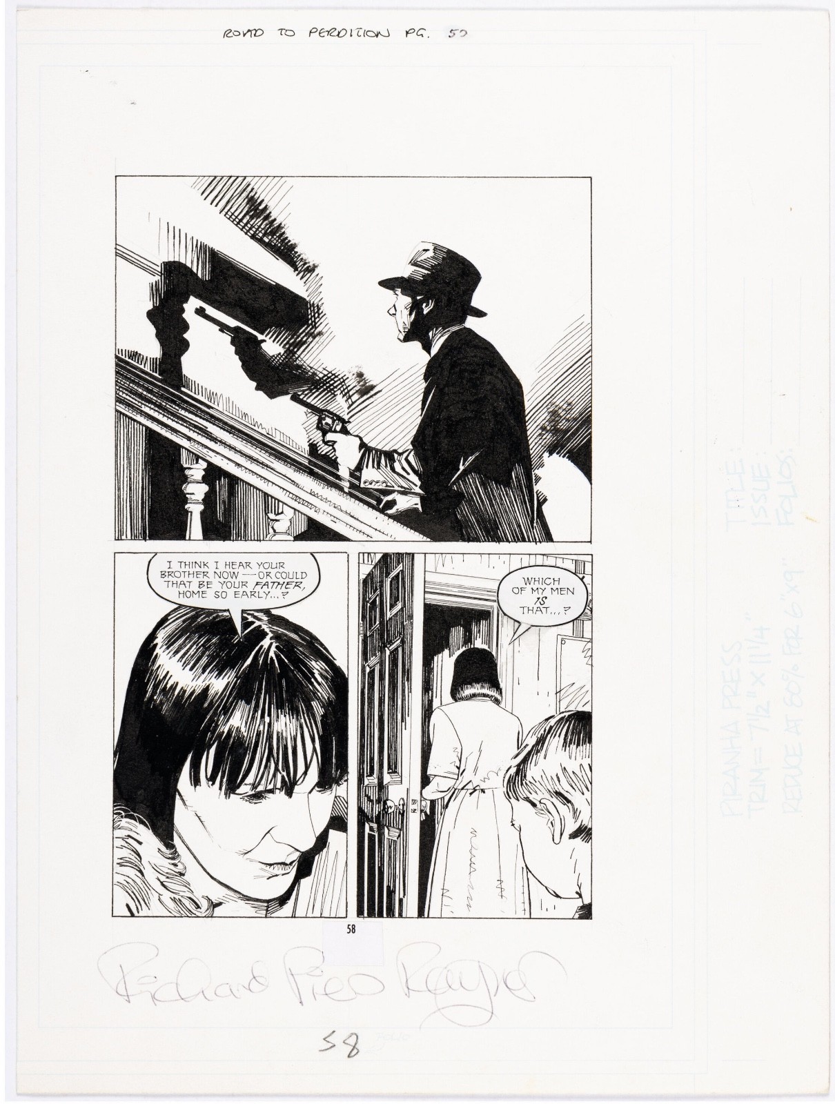 Road to Perdition Original Comic Art Page, signed /Paul Newman + Tom Hanks Movie