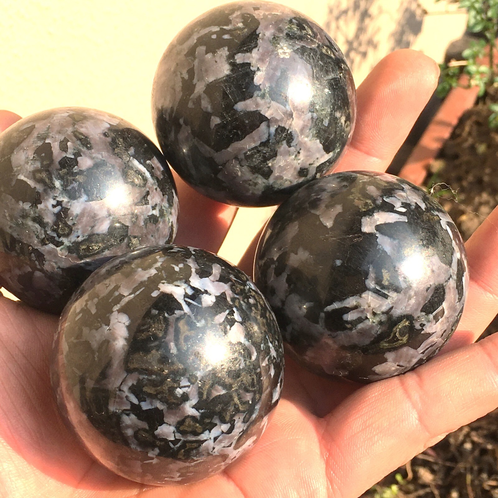 1pc Large Mystic Merlinite Indigo Gabbro Sphere Crystal Ball Chakra Healing Orb