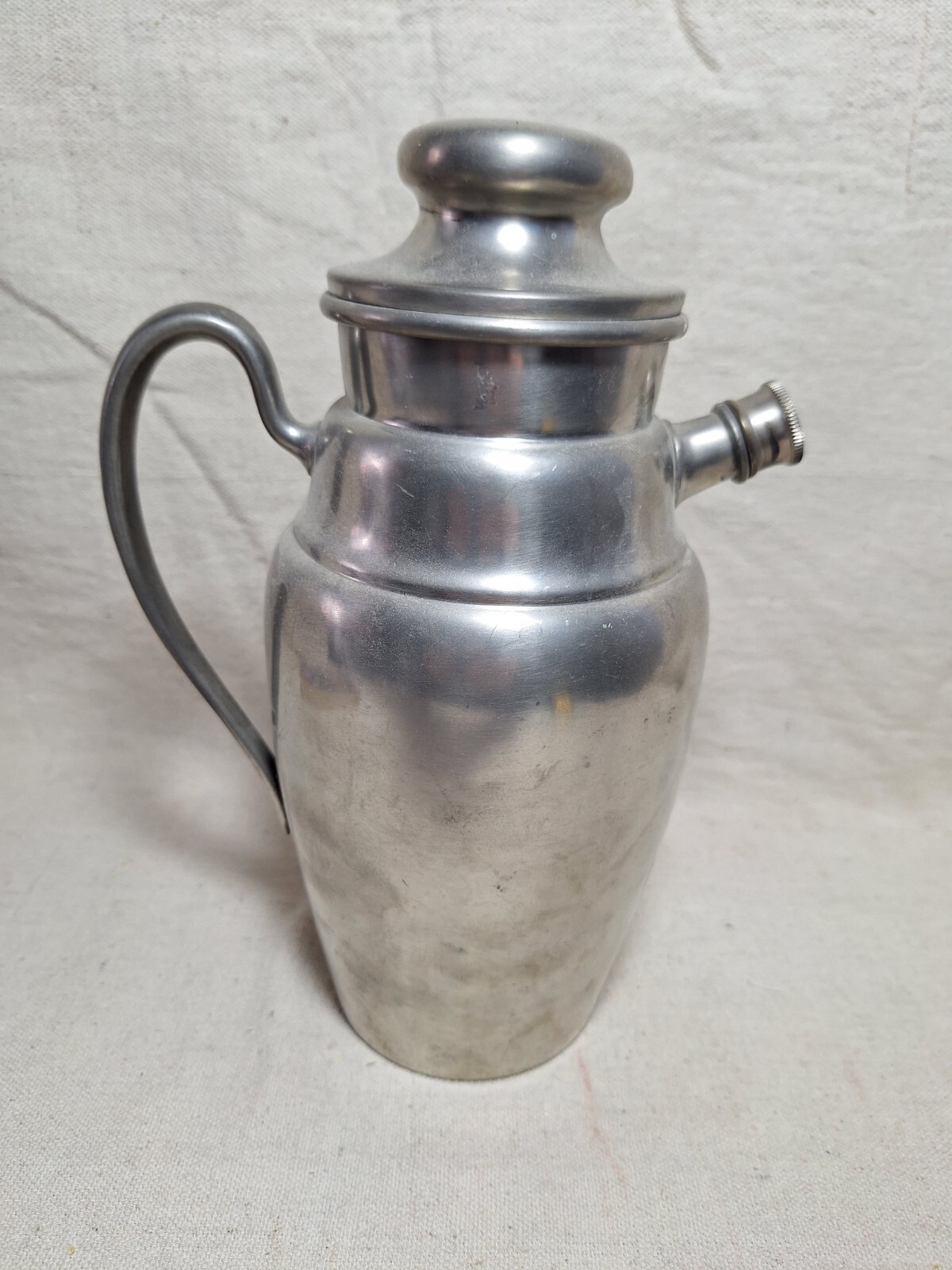 Royal M.M. Co Solid Pewter Edwardian Cocktail Shaker Pitcher Screw Spout & Lid