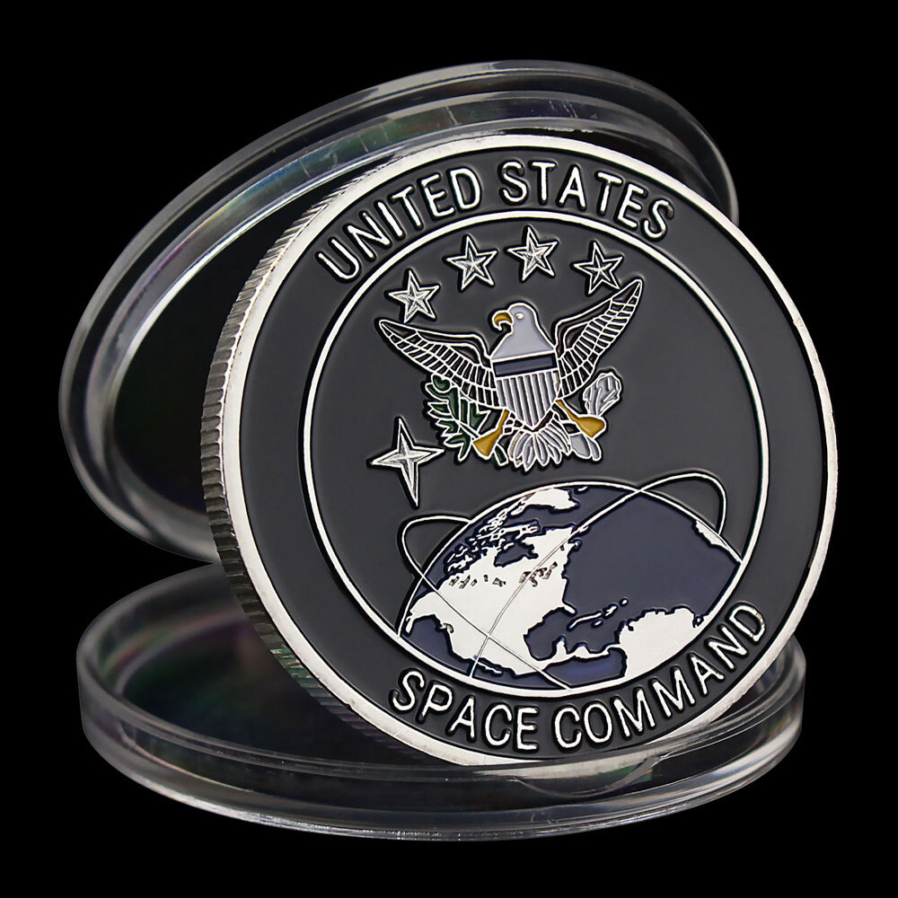 United States Space Force Logo Silver Plated Challenge USA Command Military Coin
