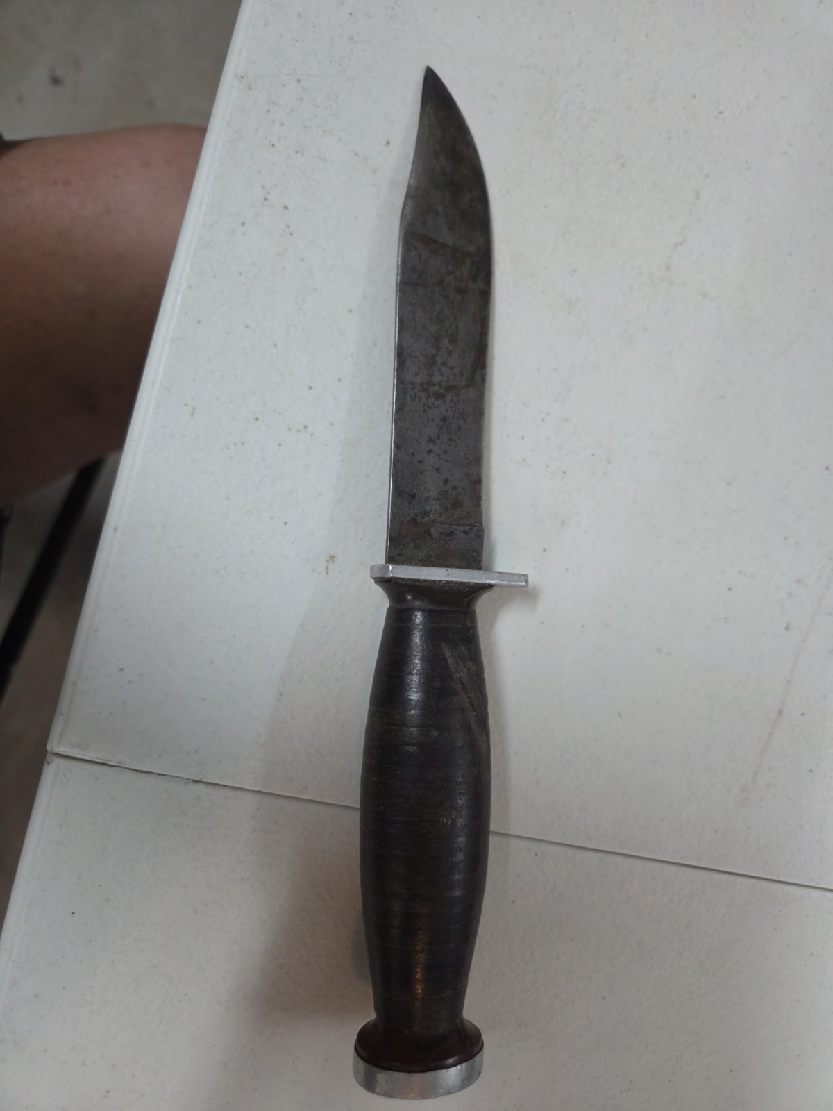 Fixed Blade Hunting Knife Steel Clip Point Plain Edge Wood Handle Guard