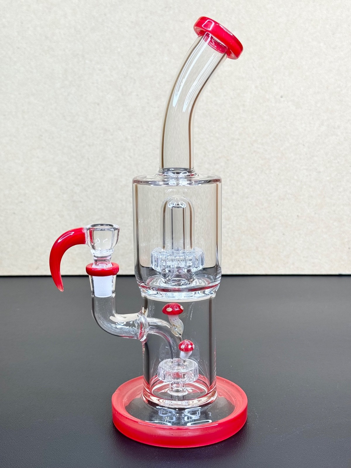 12” Double Chamber Glass Bong – Red Thick Water Pipe Hookah w/ 14mm Bowl
