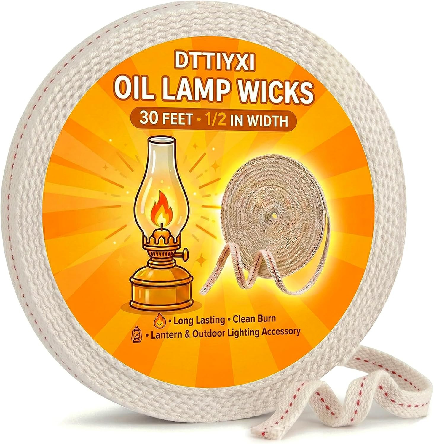 Oil Lamp Wicks, 1/2 Inch X 30 Ft, Flat Cotton Lantern Wick for Oil Lamps