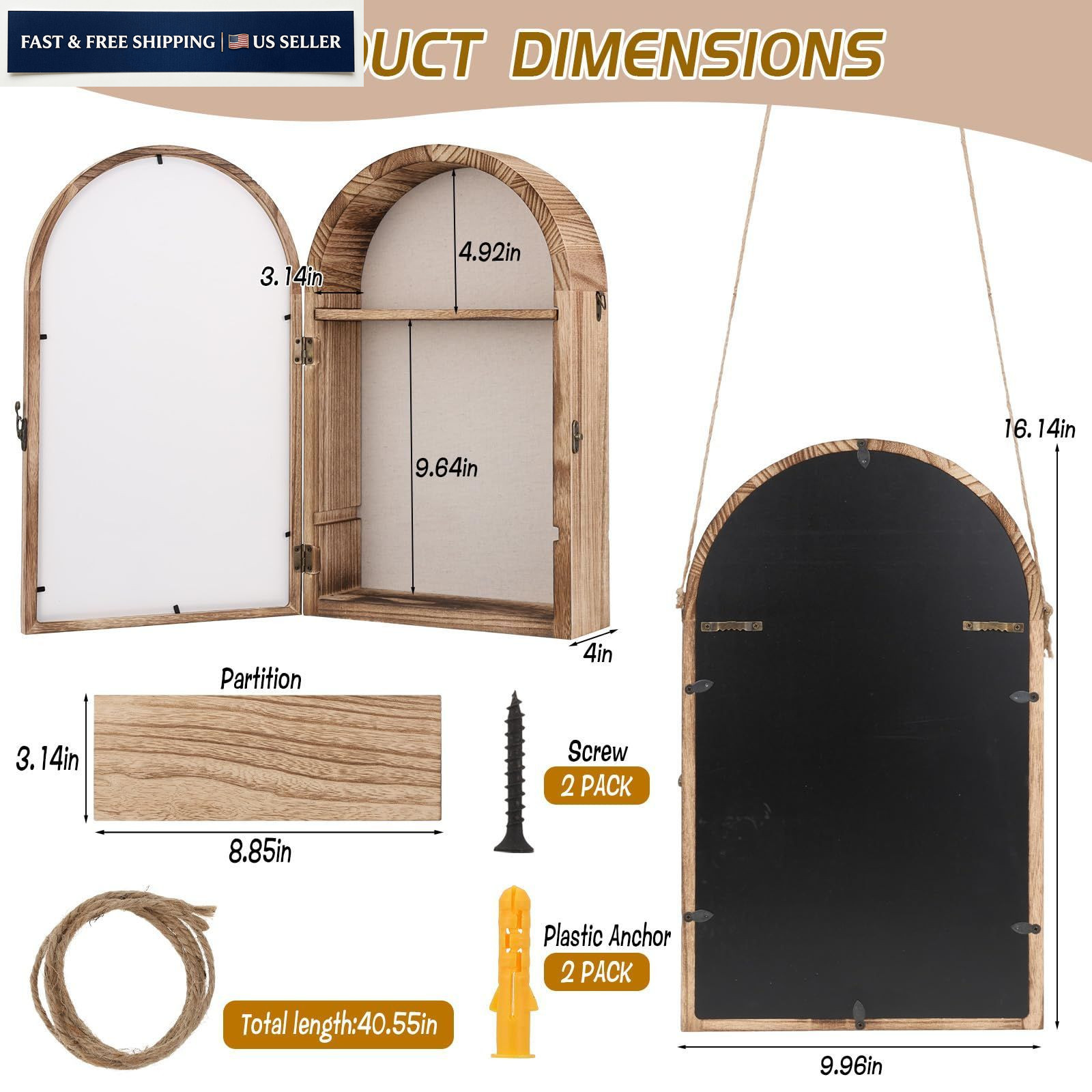 Shadow Box Frame, 10″x16″ Boxes Display Cases with Carbonized Brown