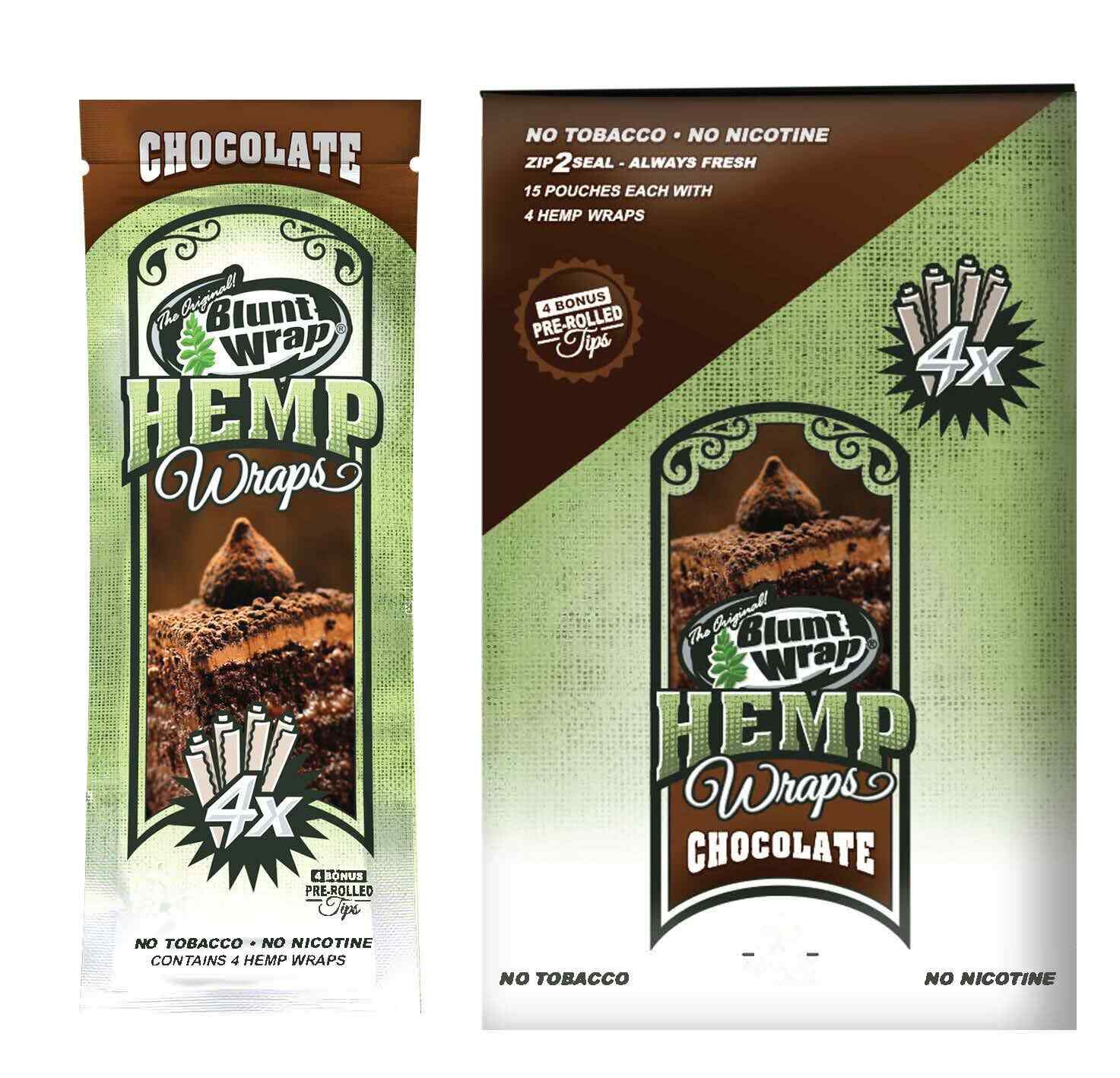 The Original B Wrap Rolling Paper Chocolate Flavor 60 Wraps + Tips FULL DISPLAY