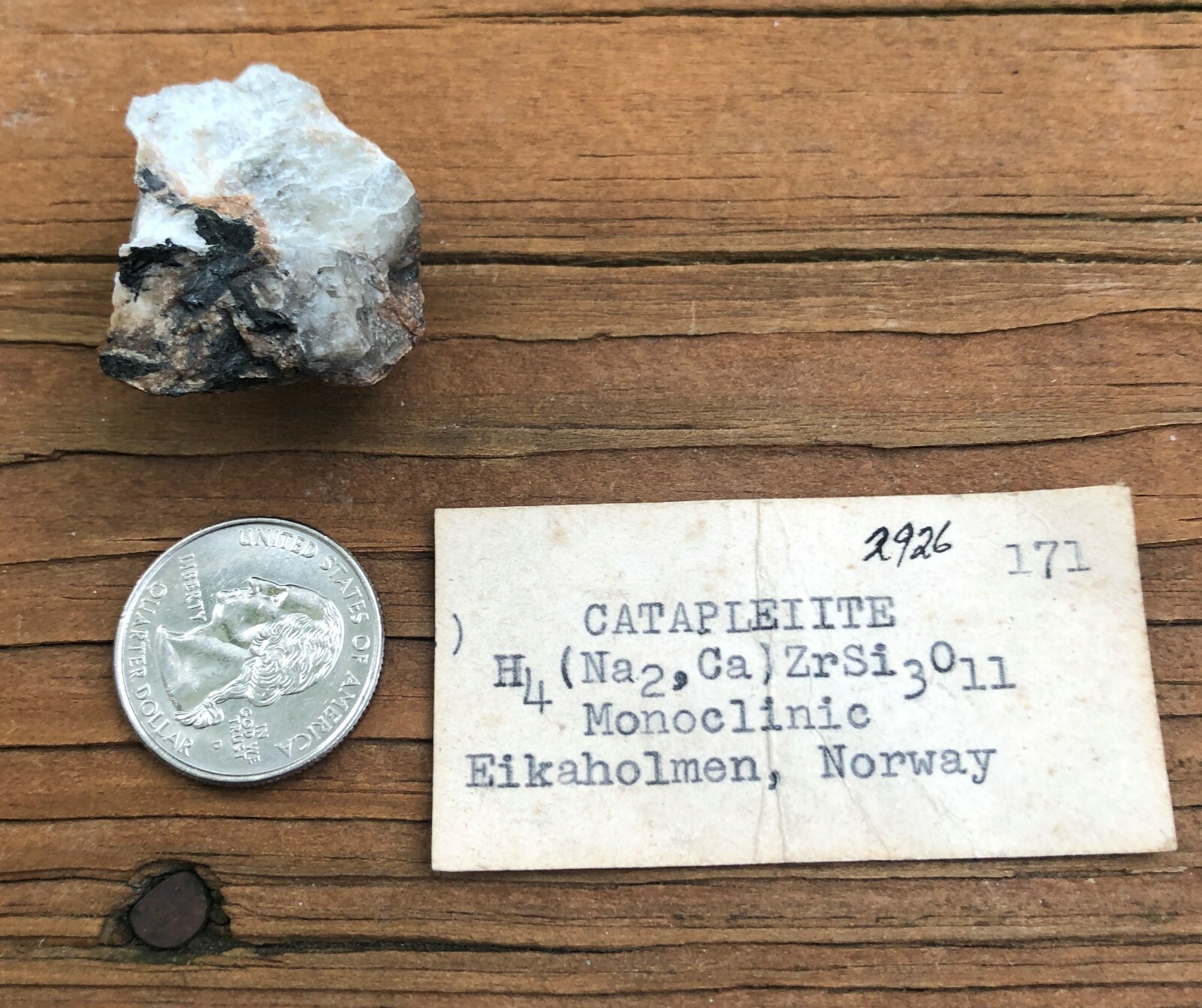 Catapleiite, Eikaholmen, Norway, with older unknown label