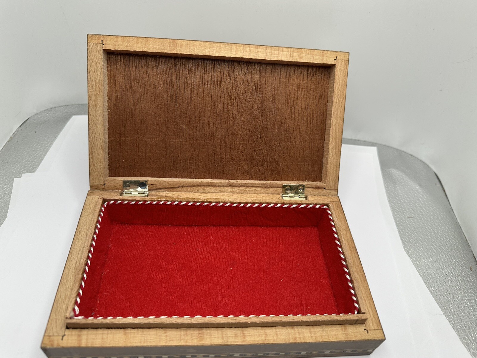 Marquetry Inlay Walnut Jewelry Box Syria