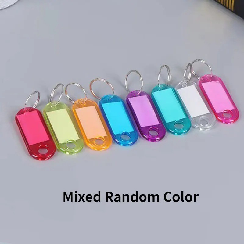 10pcs Colorful Plastic Key Tags Split Ring Labels Mixed Random Set DIY ID++