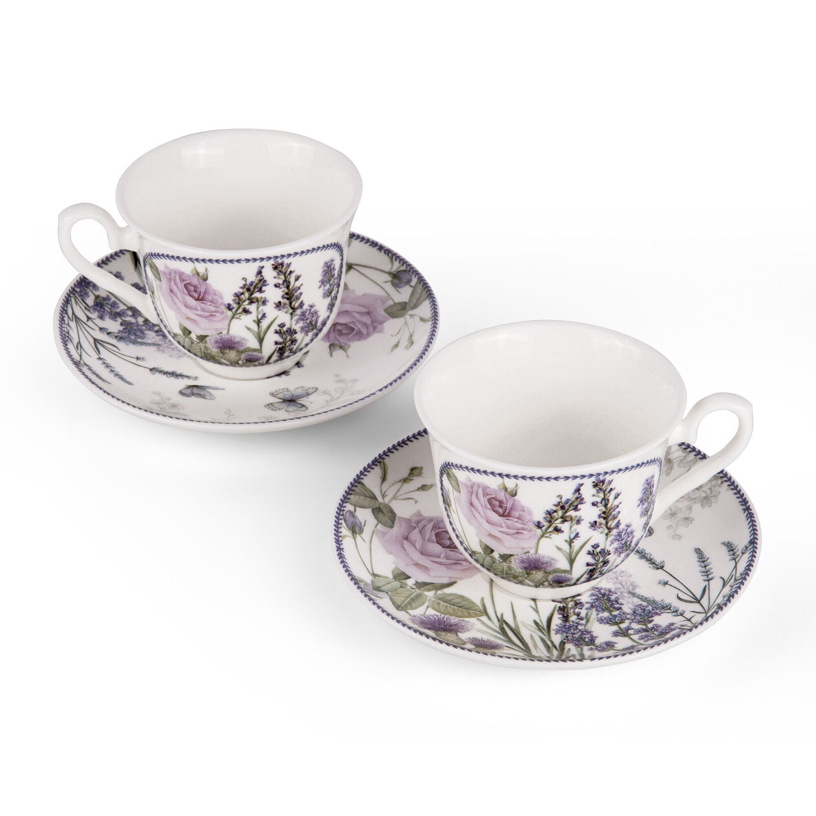 Lavender Rose Bone China Teacup and Saucer in Gift Box 250 ml Porcelain Cup