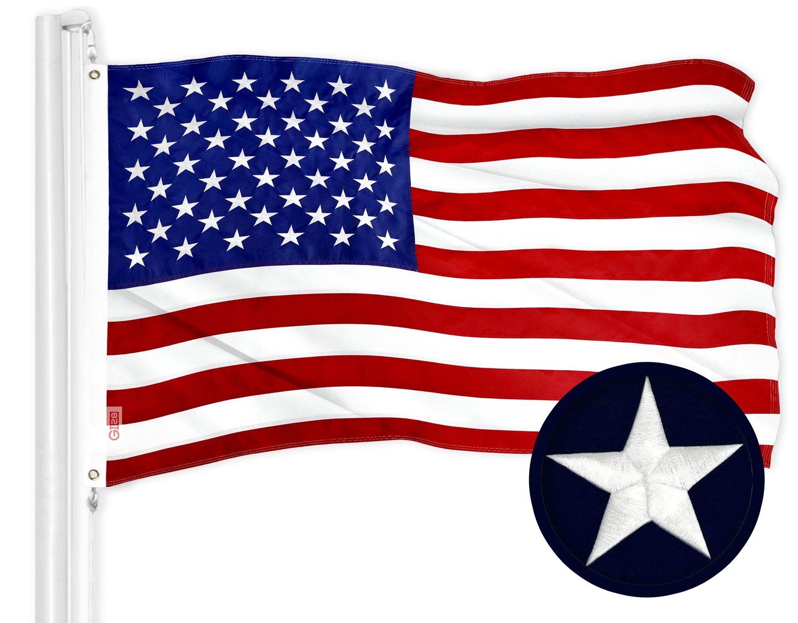 American US USA Flag 3x5FT Embroidered Polyester Brass Grommets By G128