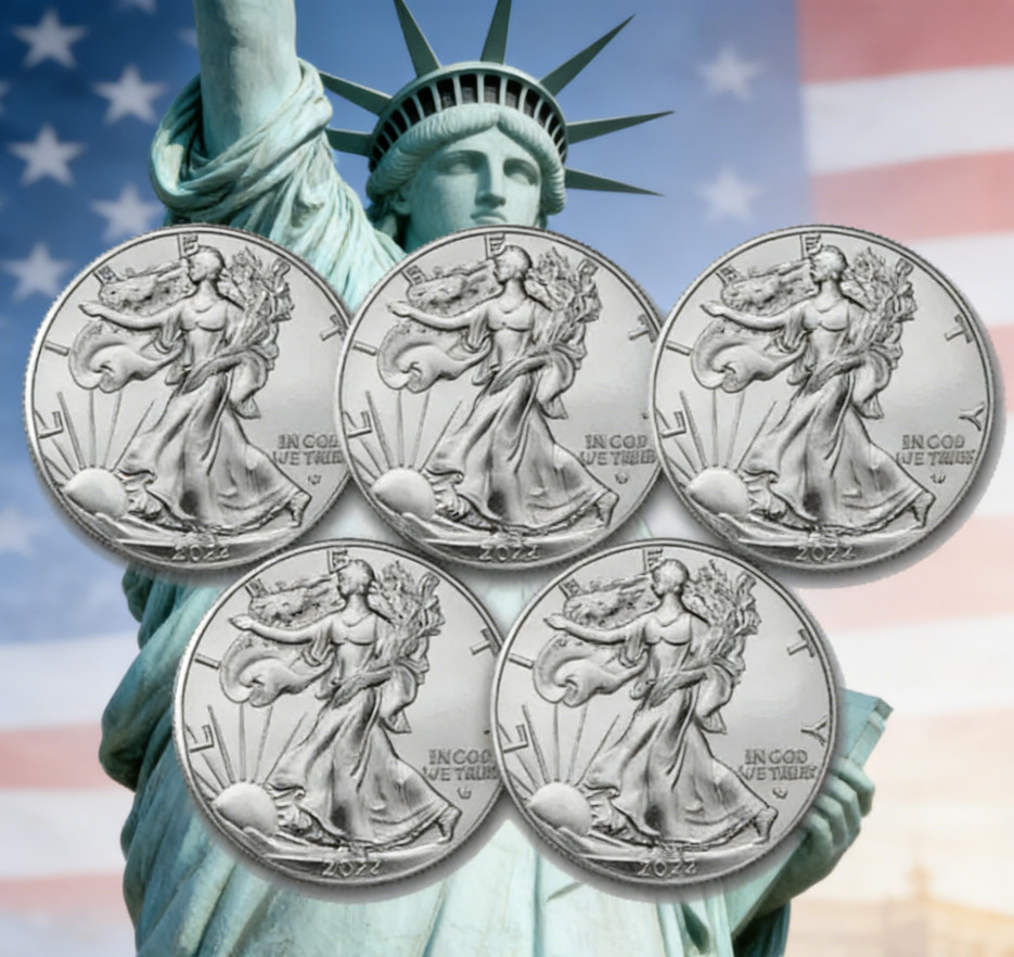 Bundle of 5 US Mint 2022 1oz …999 American Eagle