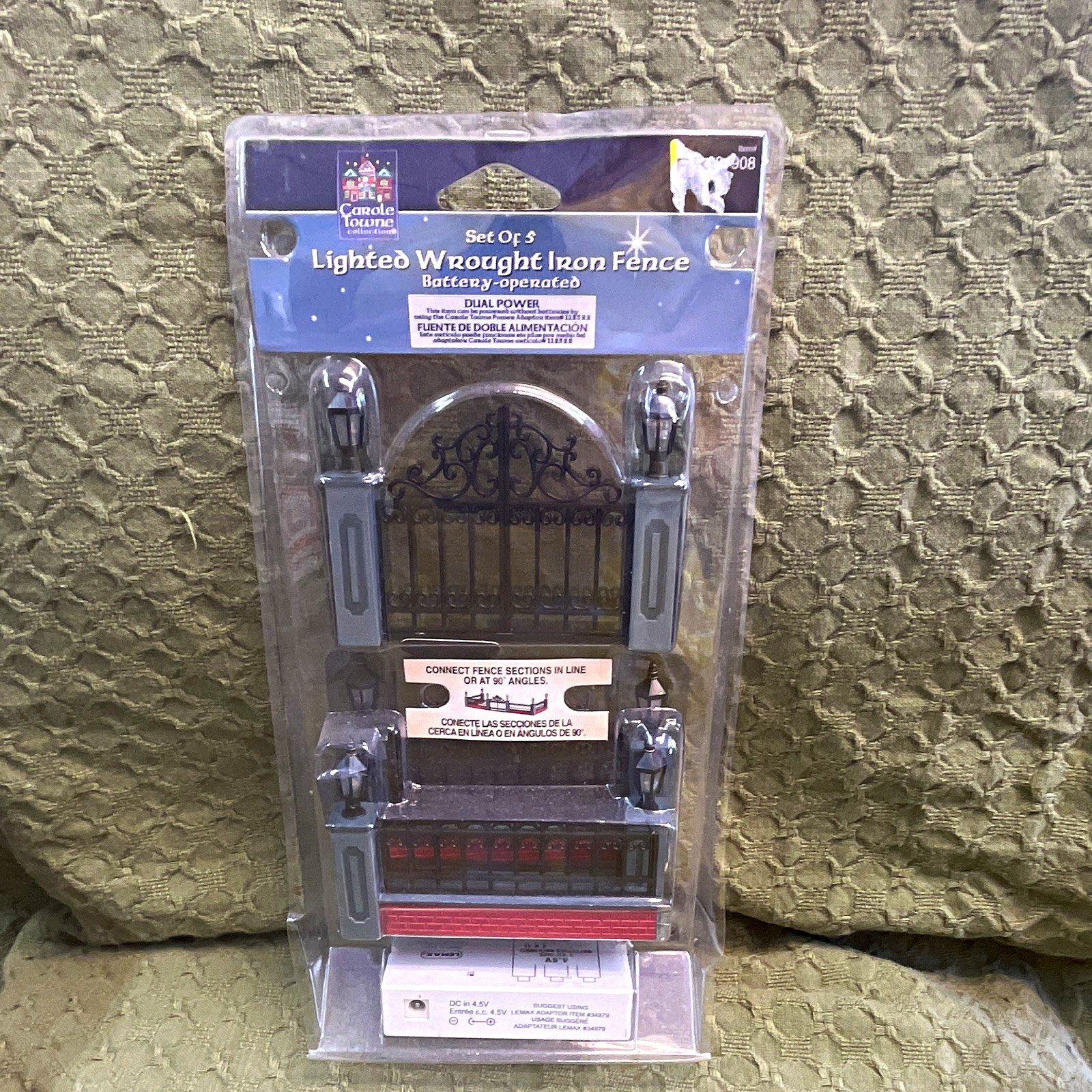 Carole Towne Lighted Fence Set of 5 Battery-Operated Christmas Village