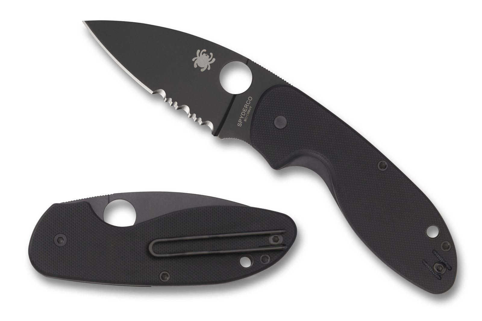 Spyderco Efficient Knife C216GPSBBK Black Combo Edge Blade Black G-10 Handle