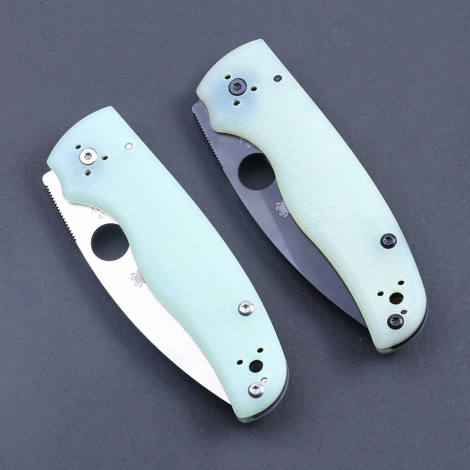 Shaman Jade Transparent Handle Black Plain Blade Lock Back Pocket Folding Knife