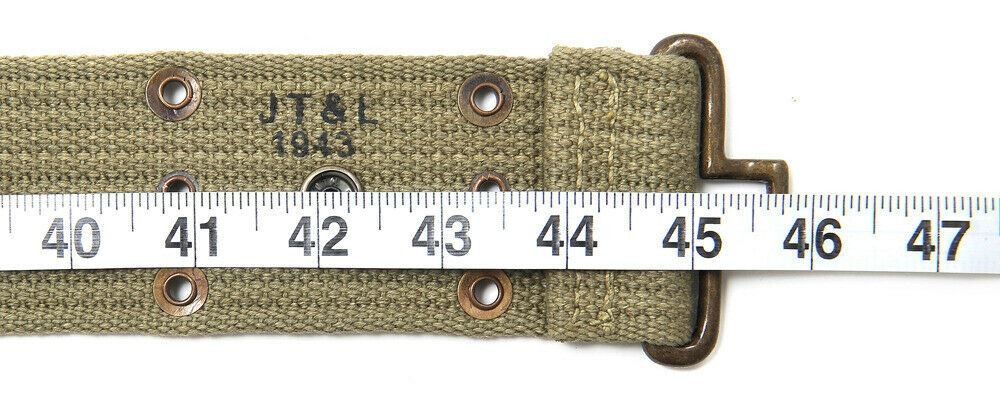 WW2 U.S. M1936 Pistol Belt LT OD marked JT&L 1943 will fit 25″- 45″ waist