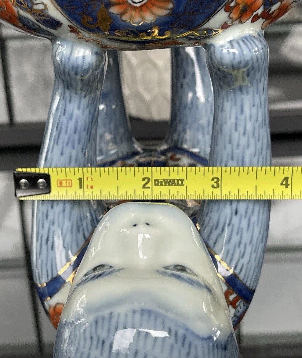 Rare Vintage Imari ceramic money Monkey soap dish nut bowl
