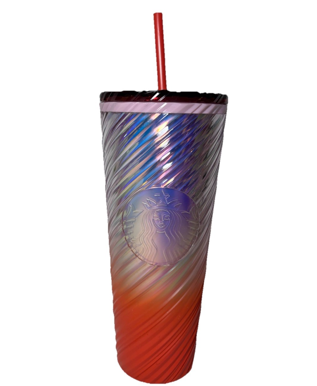 Starbucks Tumbler 2025 Red Orange Ombré Swirl 24oz Venti Sunrise Swirl Cold Cup