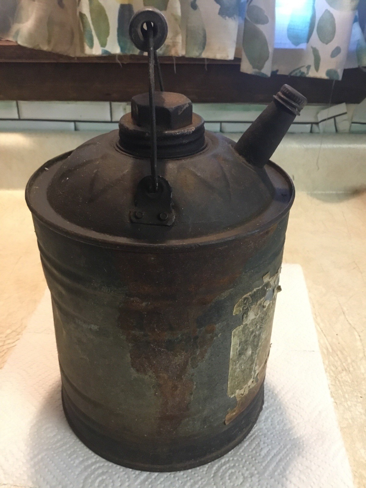Vintage CANCO Galvanized Steel Gas Can Wood Handle Works Hardware Kentucky