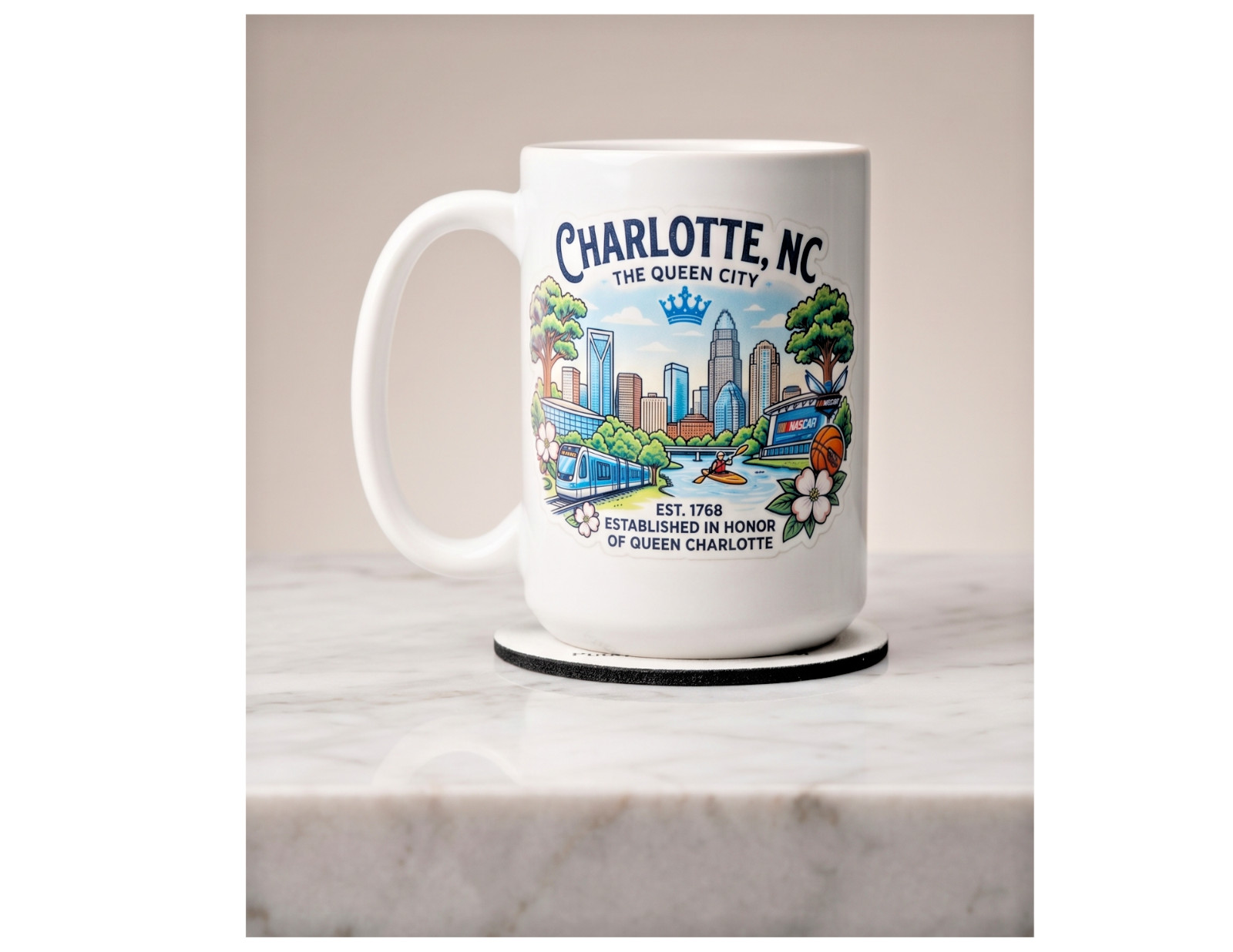 Mug – Charlotte, NC, Ceramic – 15 oz – Hot or Cold