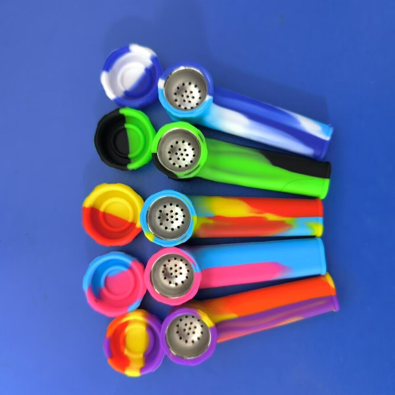 Silicone Pipe With Cap & Stainless Steel Bowl New Lot Of 2/4/5/10 Mixed Color