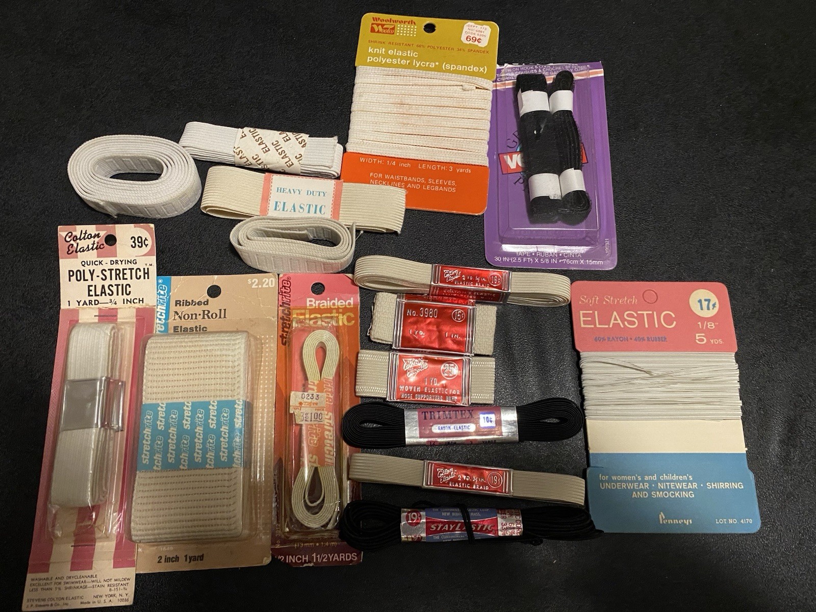 Vintage Lot of Sewing Elastic Stretch From Penney’s Woolworth Colton’s Zayres