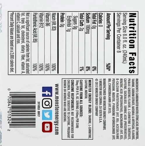 Monster Energy, Zero Ultra, Sugar Free Energy Drink, 4 Pack – 16 Fl Oz