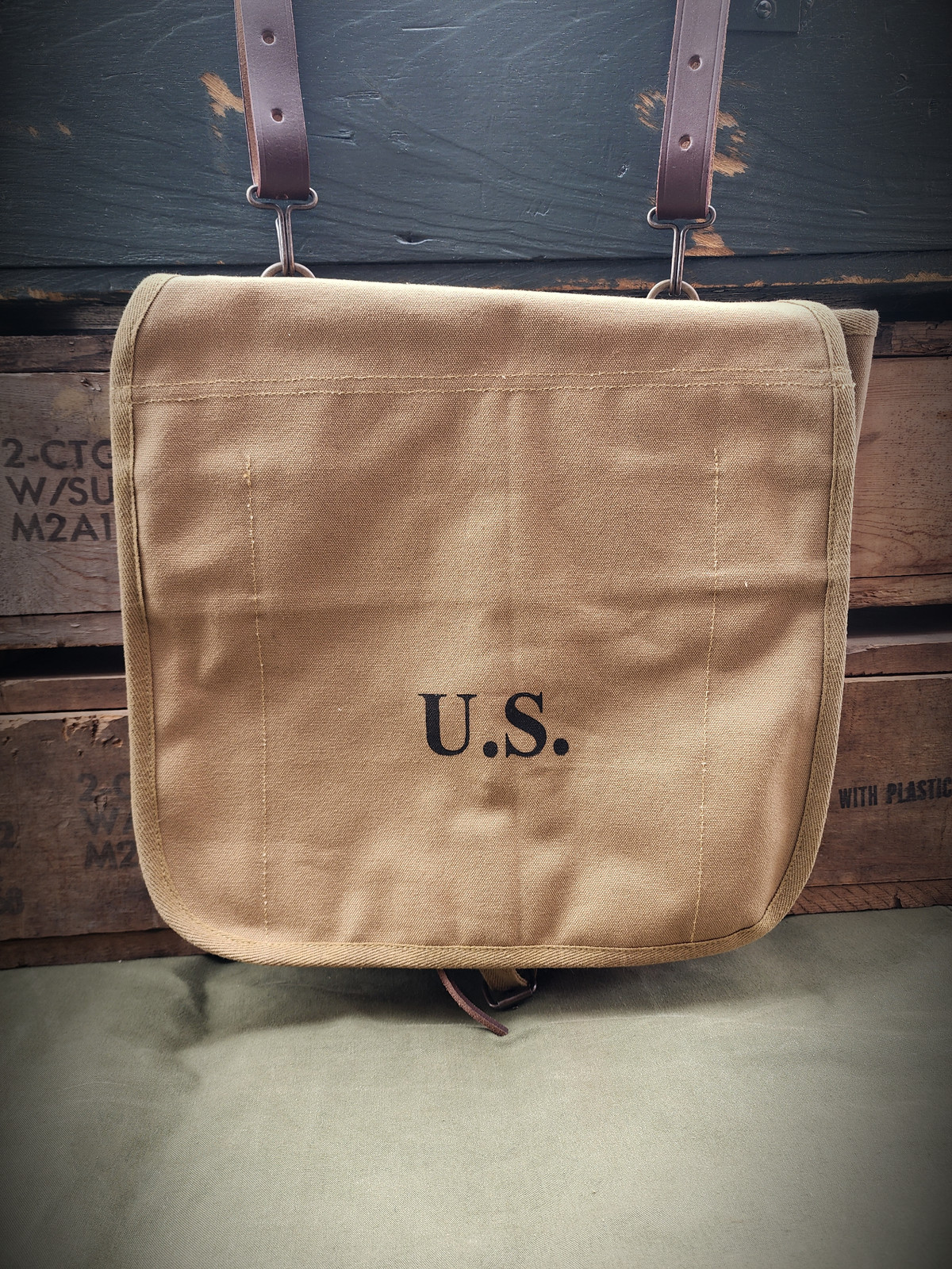 U.S. Spanish American War M1878 Haversack with Leather Shoulder Strap Ration Bag