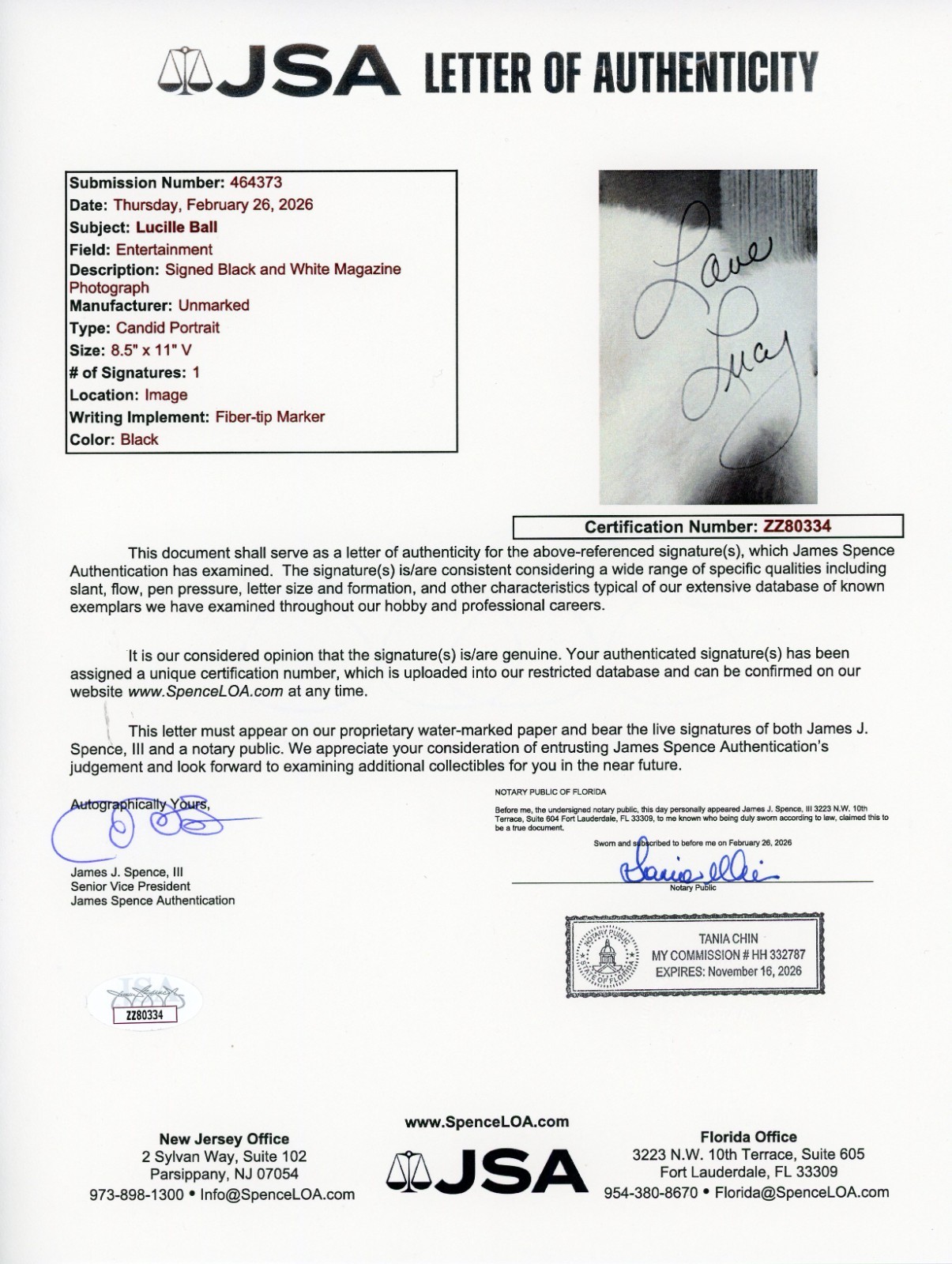 Lucille „Lucy“ Ball ~ Signed Autographed Book Page Photograph ~ JSA LOA