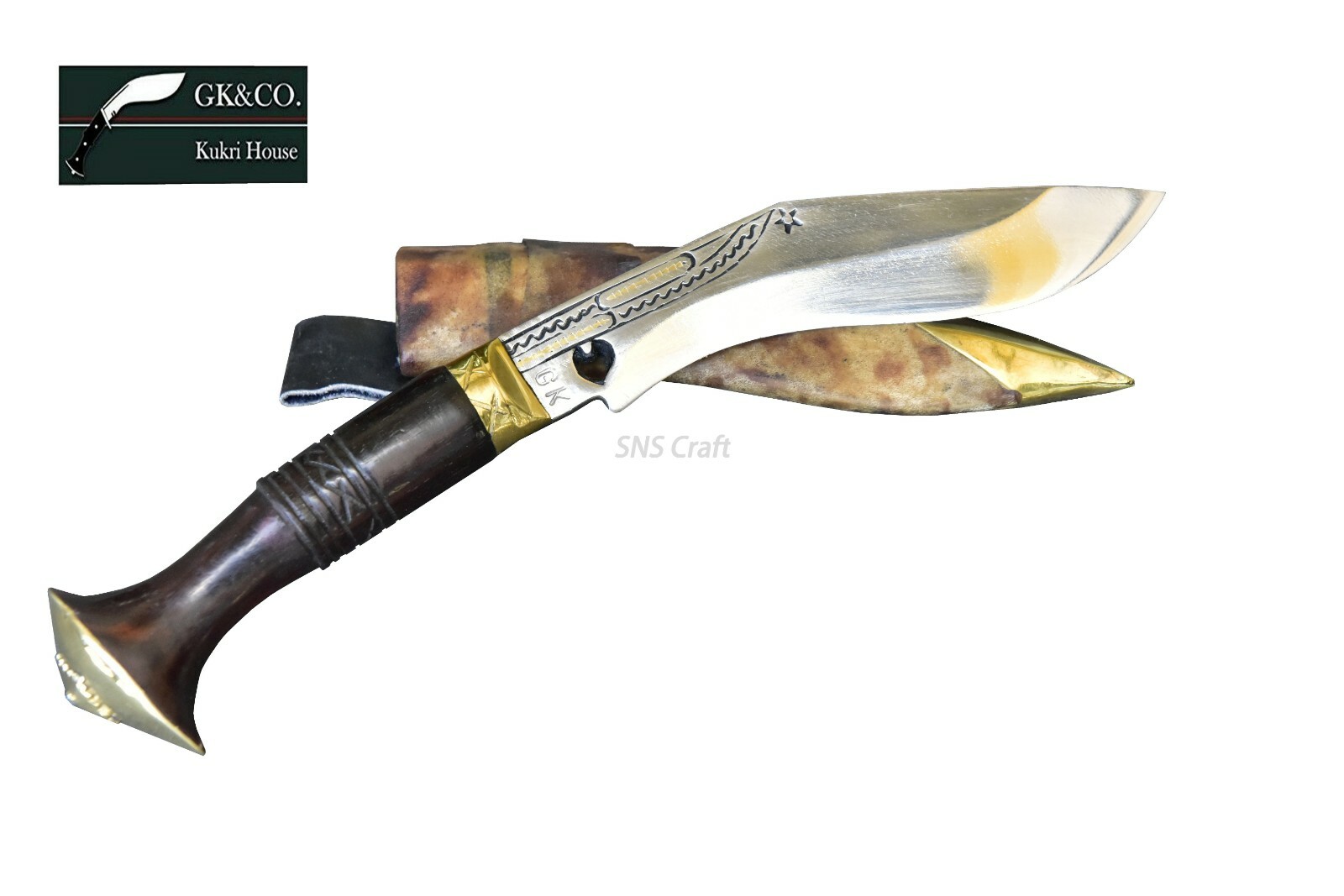 5″ Blade Cheetlange Special Kukri-Rat Tail Tang Rosewood Handle Leather Sheath