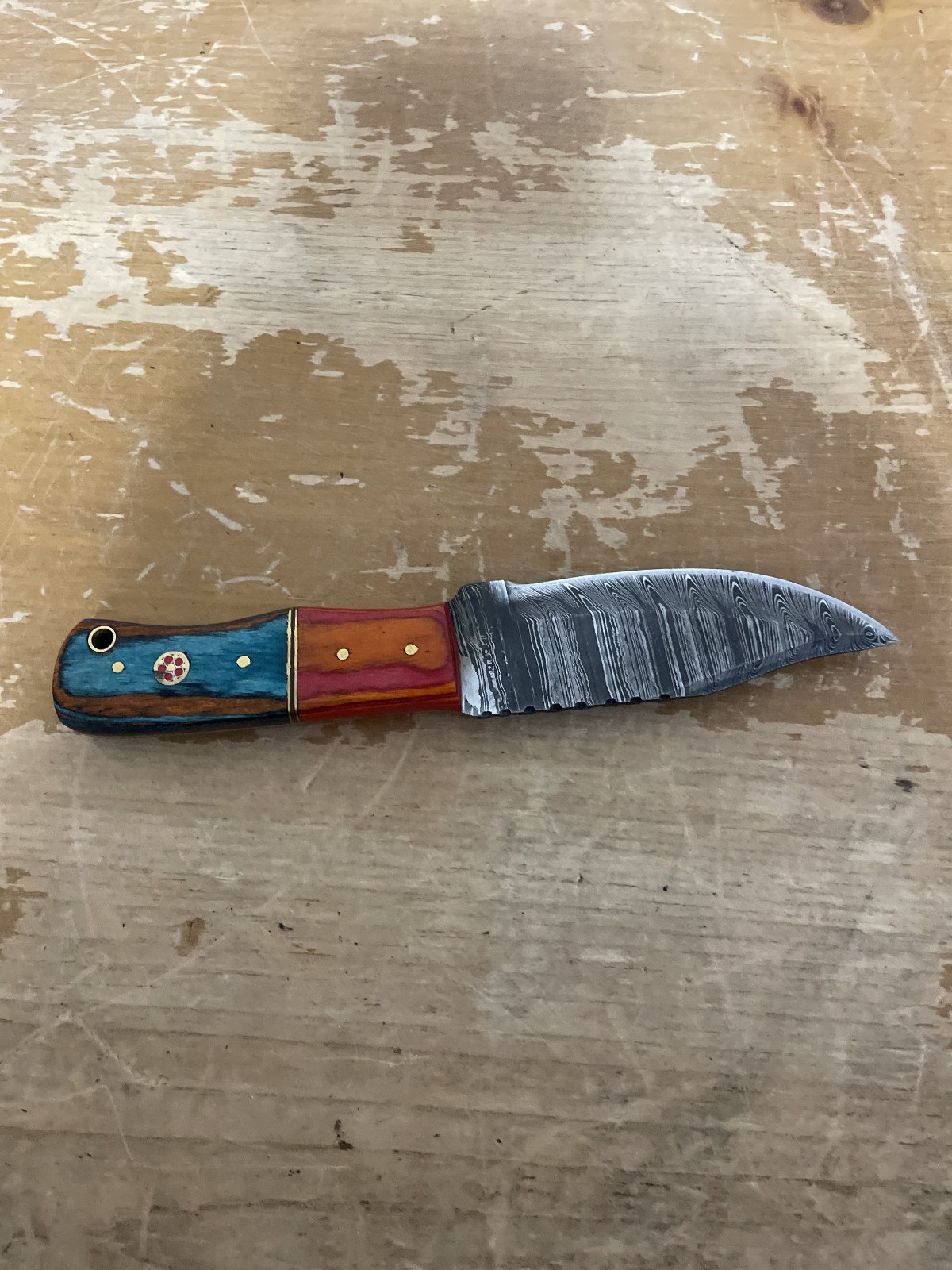 Custom Damascus Hunting Camping Utility Fixed Blade Full Tang Knife W/Sheath