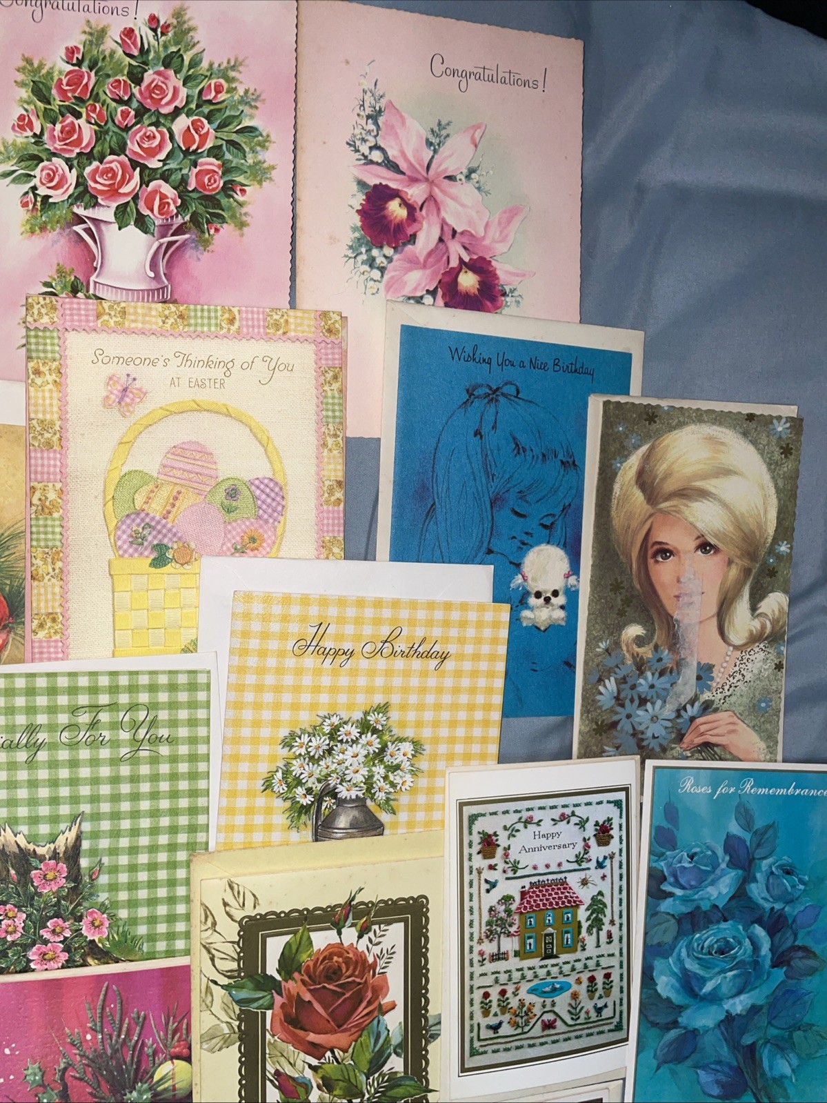 All Occasions Lot of 38 Vintage Greeting Cards, w Box & 2 Ideals Poem books