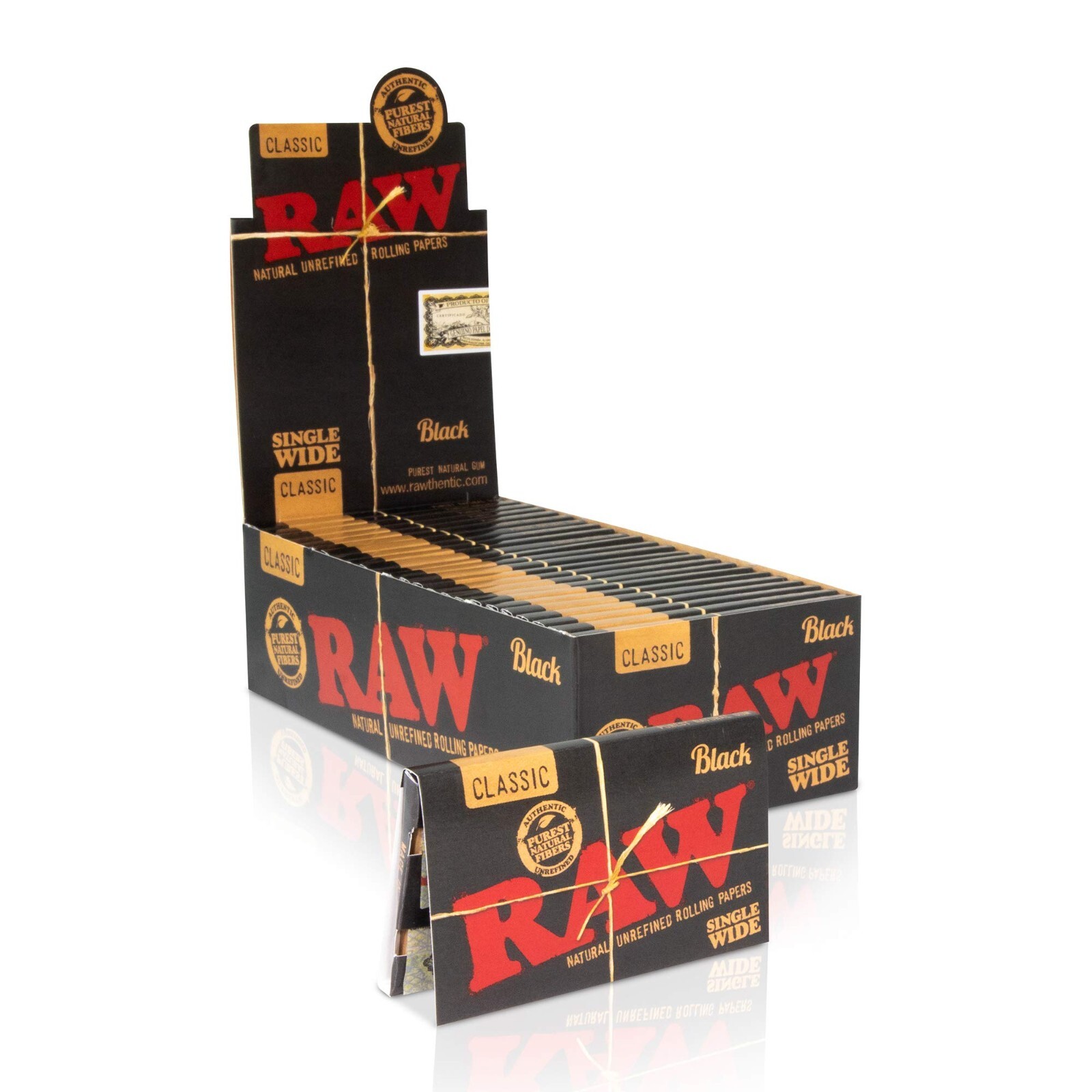 😎 🍃 25 x RAW CLASSIC BLACK SINGLE WIDE ROLLING PAPERS FULL BOX AUTHENTIC 🍃😎