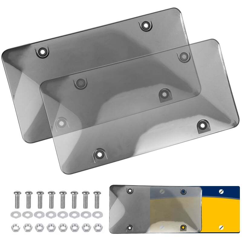 2*Black License Plate Tag Frame Covers Bubble Shields Protector for Car Truck US