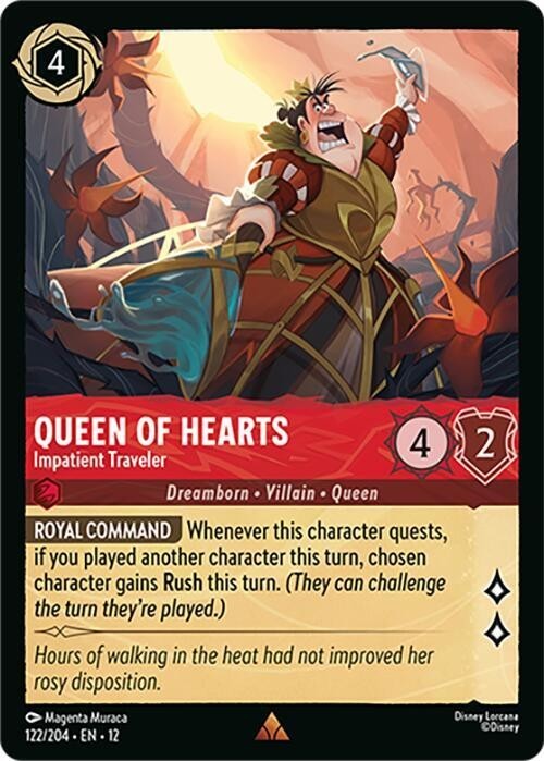 Disney Lorcana Wilds Unknown Queen of Hearts – Impatient Traveler Rare