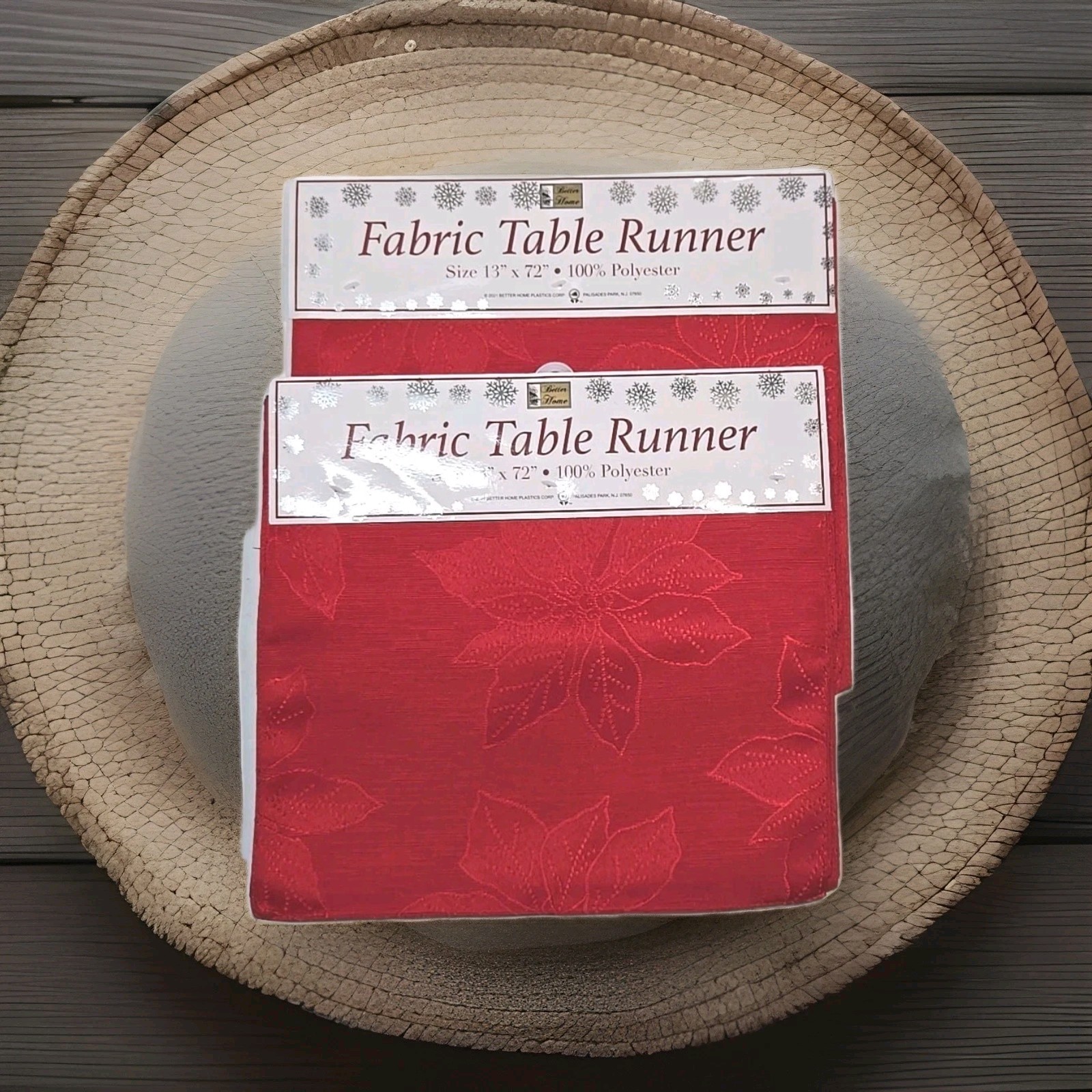 X2 Floral Red Fabric Table Runners 13″ x 72″ 100% Polyester Red Rectangular New