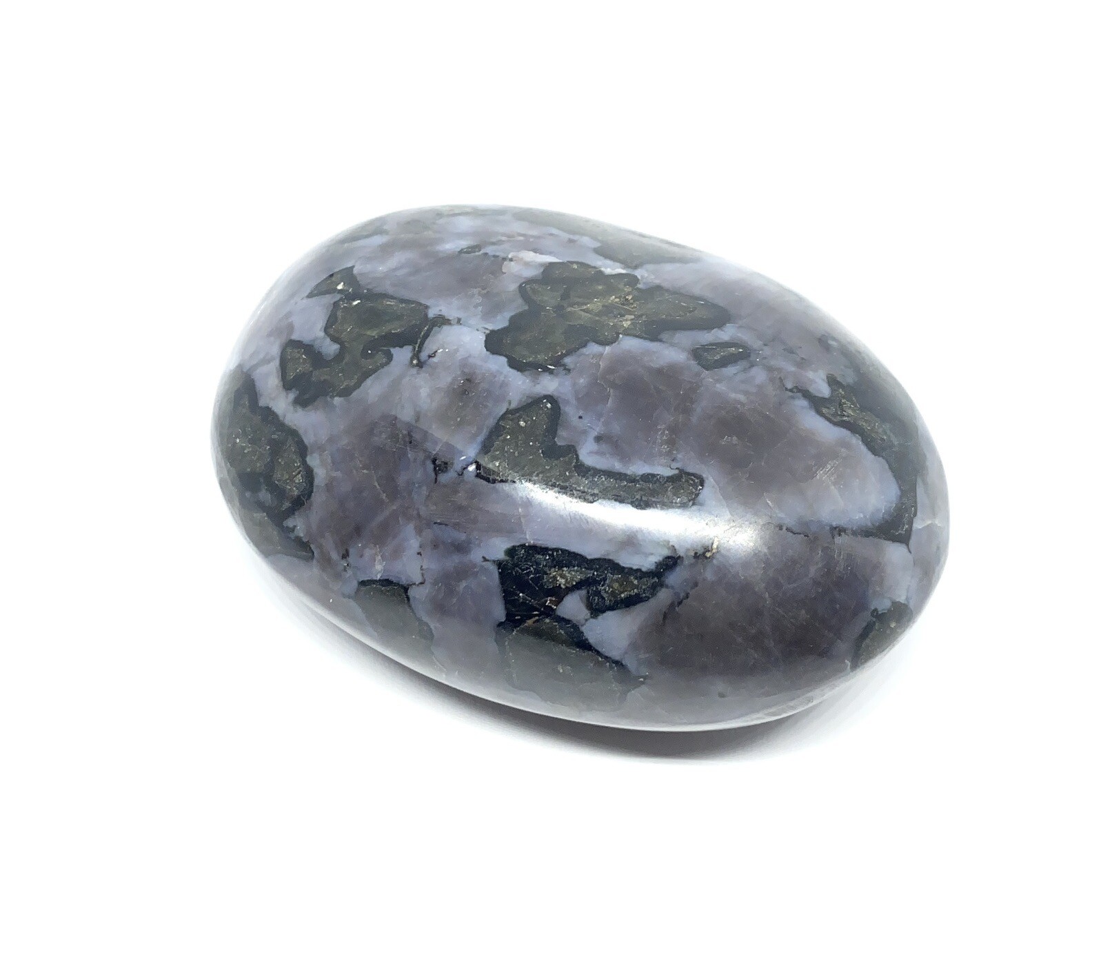 Indigo Gabbro (Mystic Merlinite) Palm Stone From Madagascar 181g Reiki