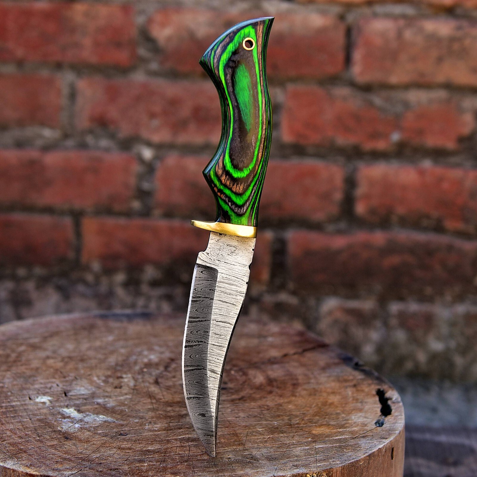 10″ EDC CUSTOM HANDMADE DAMASCUS STEEL HUNTING SKINNING KNIFE WOOD HANDLE X213