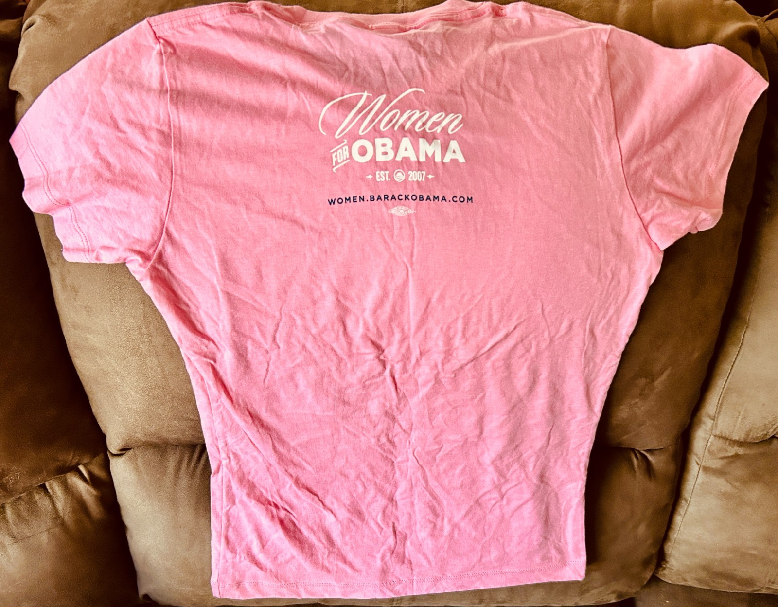 Women for Obama Our Health Our Vote 2008 womens ladies sz SMALL pink T-shirt NEW