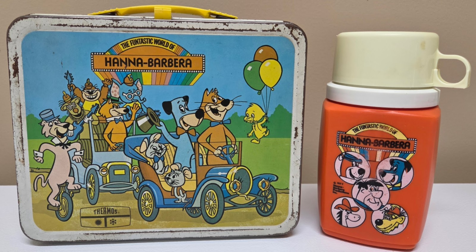 Vtg 1977 Funtastic World of Hanna-Barbera Metal Lunchbox & Thermos-Yogi Bear