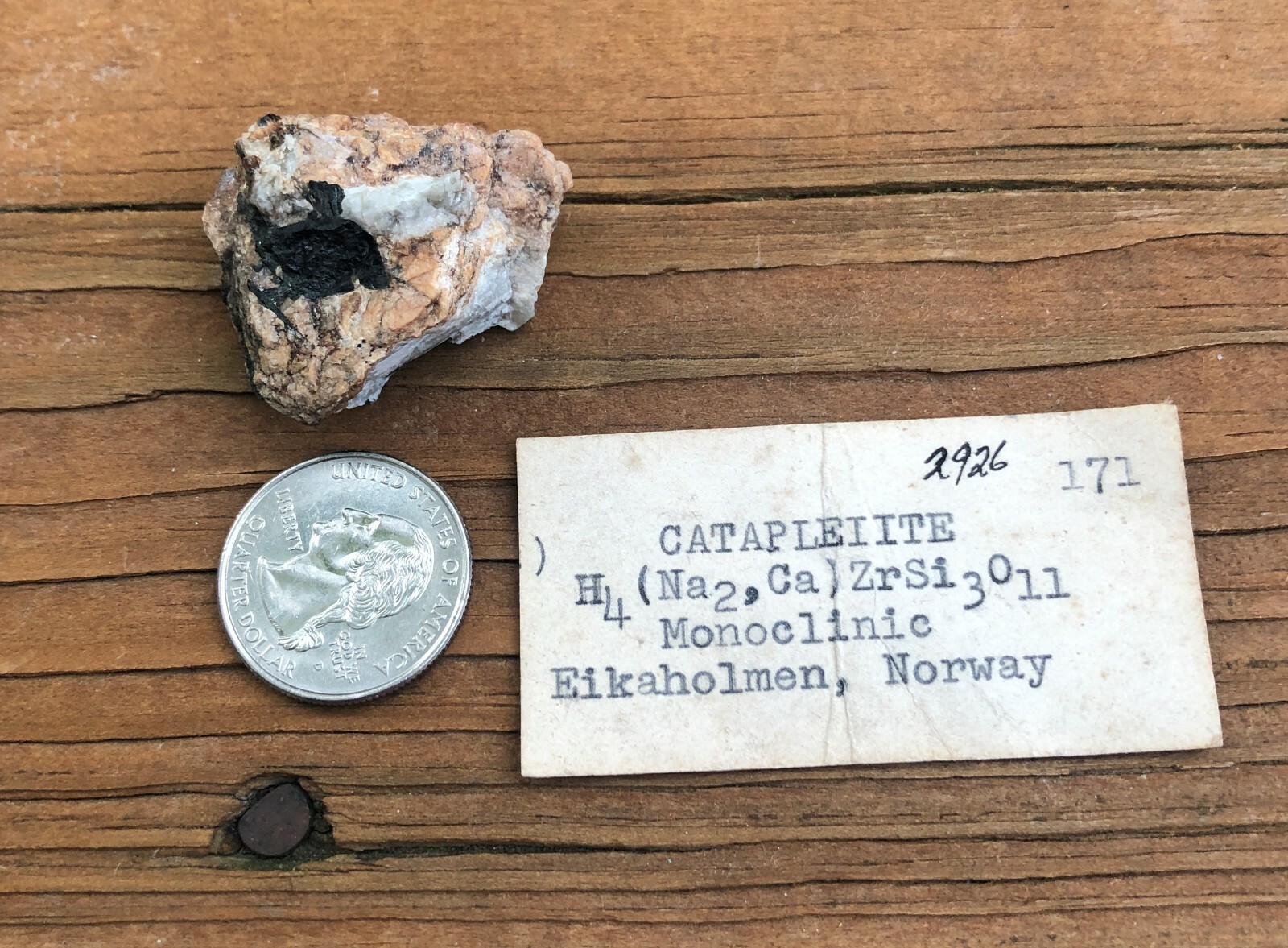 Catapleiite, Eikaholmen, Norway, with older unknown label