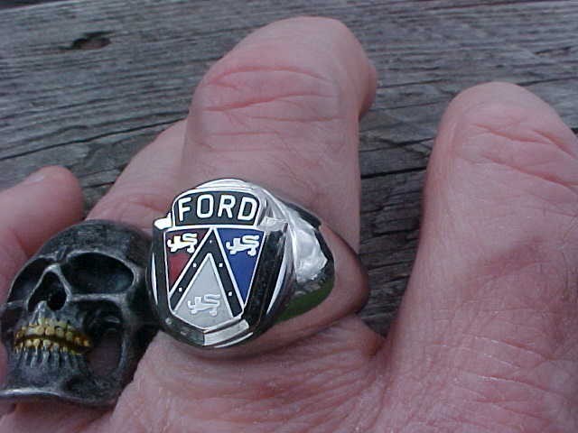 1950s Ford Car Crest Silver Chrome Ring Size #12 NOS Unique Hi-Quality