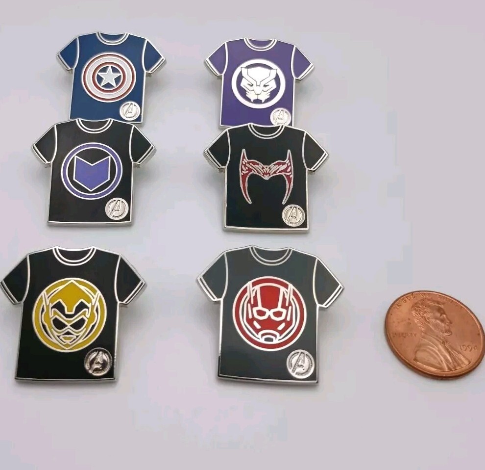 2024 WDW Full Set Hidden Disney Marvel Avenger TShirt 6 Pins Lot Complete CHASER