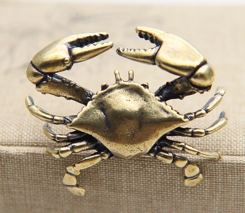 Brass Crab Animal Statue Small Sculpture Tabletop Figurine Home Decor Gifts