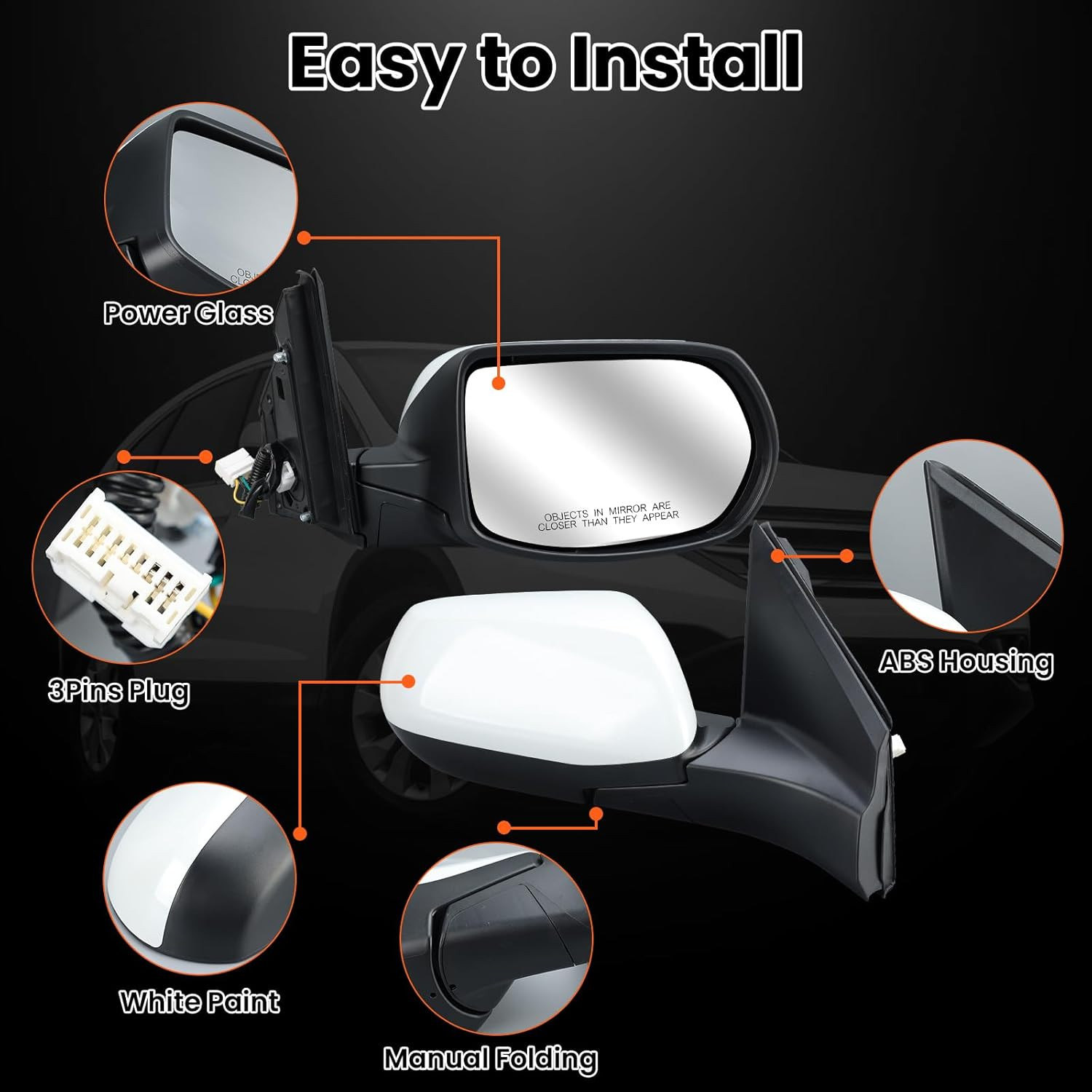 Passenger Side Mirror Compatible with 2012 2013 2014 2015 2016 Honda CRV Non-Hea