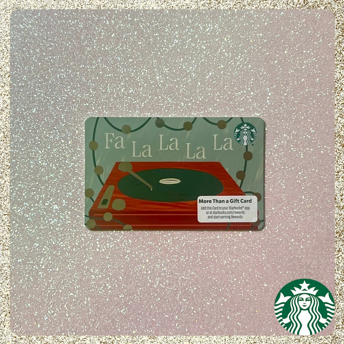 🎄💿 2025 Starbucks „Fa la la la la“ Record Player w/ Foil Accents Gift Card