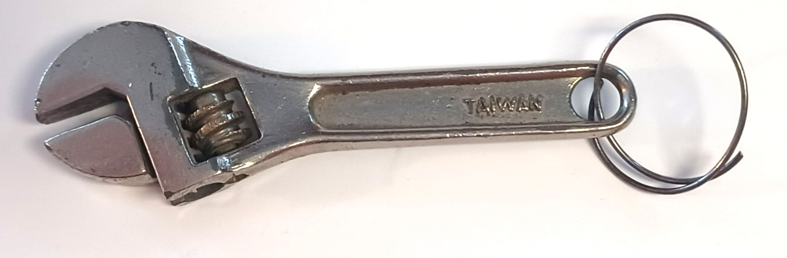 Vintage 1980s Mini Adjustable Crescent Wrench Keychain Keyring Taiwan