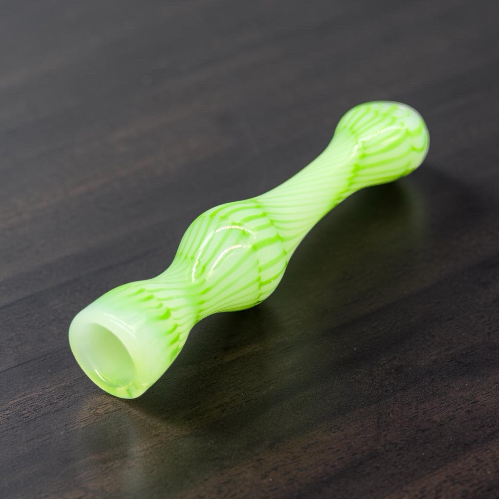 Lime Green Hand-Blown Glass Chillum Pipe – 3.5”–3.8” | Made in USA | 1 Piece